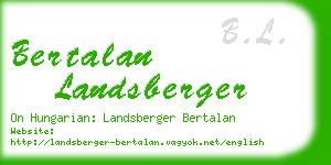 bertalan landsberger business card